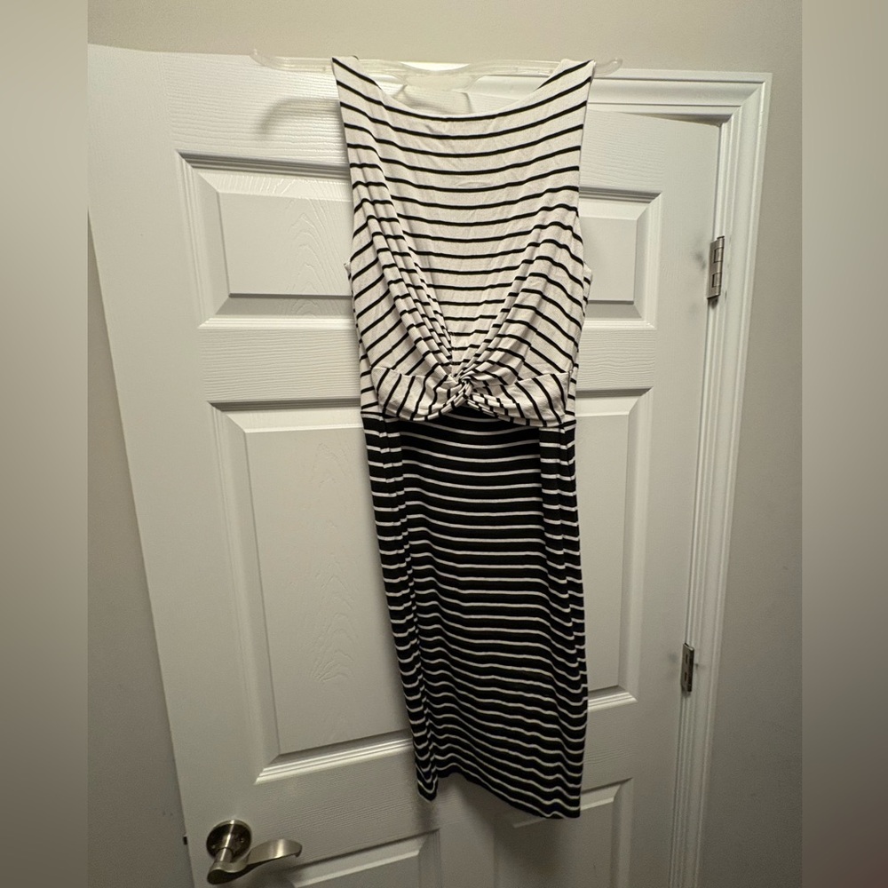 Bailey/44 Striped Dress Keyhole stomach